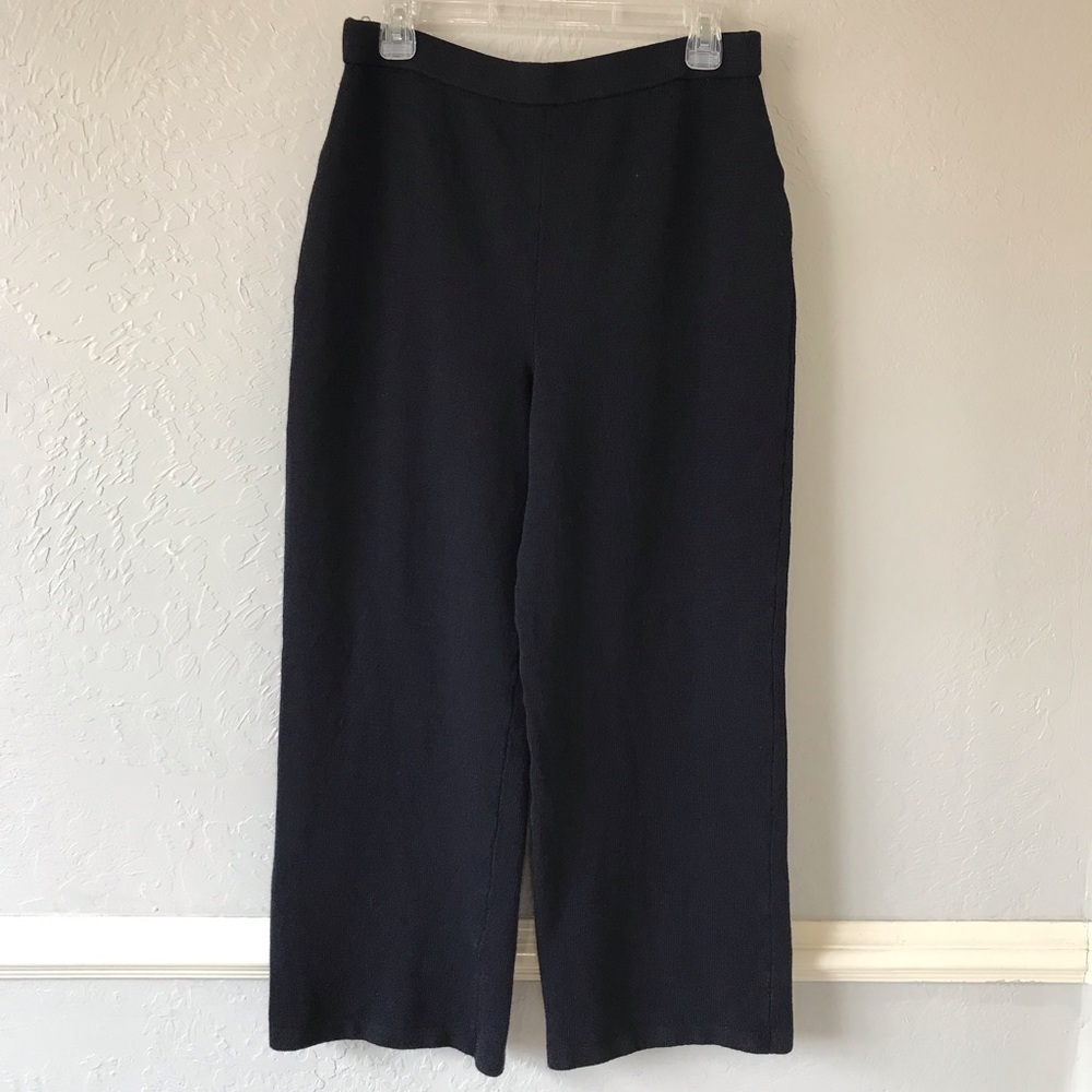 St. John Collection Knit Black Pull On Wide Leg Pants